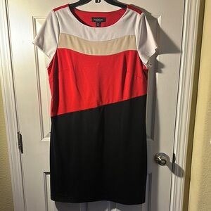 Maggy London Color Block Dress - Red, Black, White